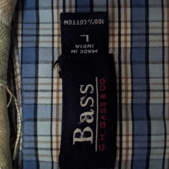 💐 Bass & Company, L, men's check button down shirt - Picture 6 of 9